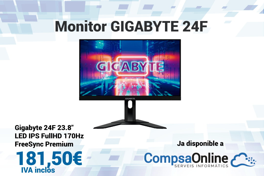Gigabyte 24F 23.8" LED IPS FullHD 170Hz FreeSync Premium