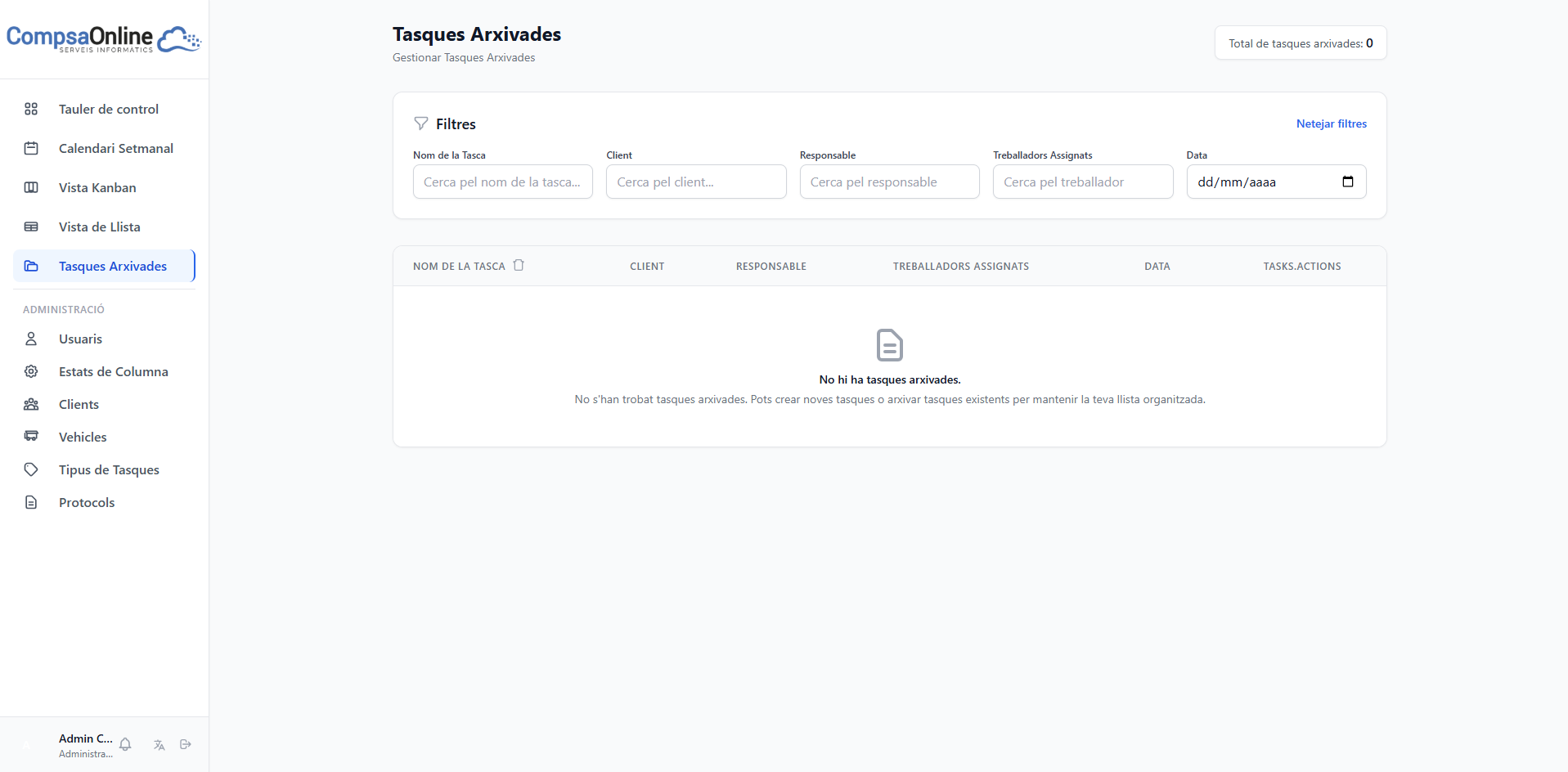 Tasques Arxivades CompsaOnline