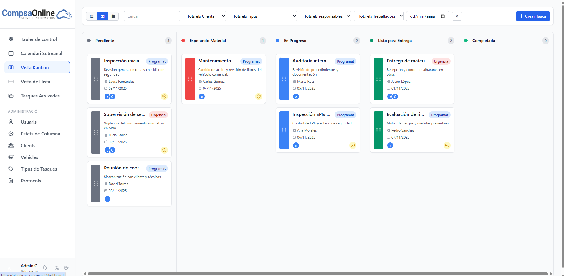 Vista Kanban CompsaOnline