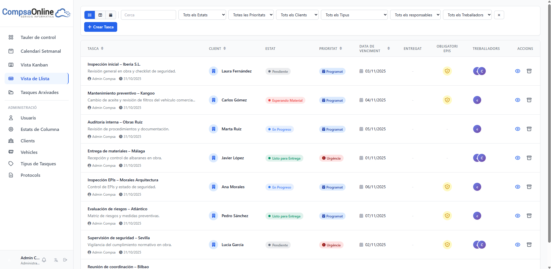 Vista de Llista CompsaOnline